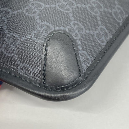 Gucci Waist Bag GG Supreme 598113 PVC Black Silver Hardware Men's