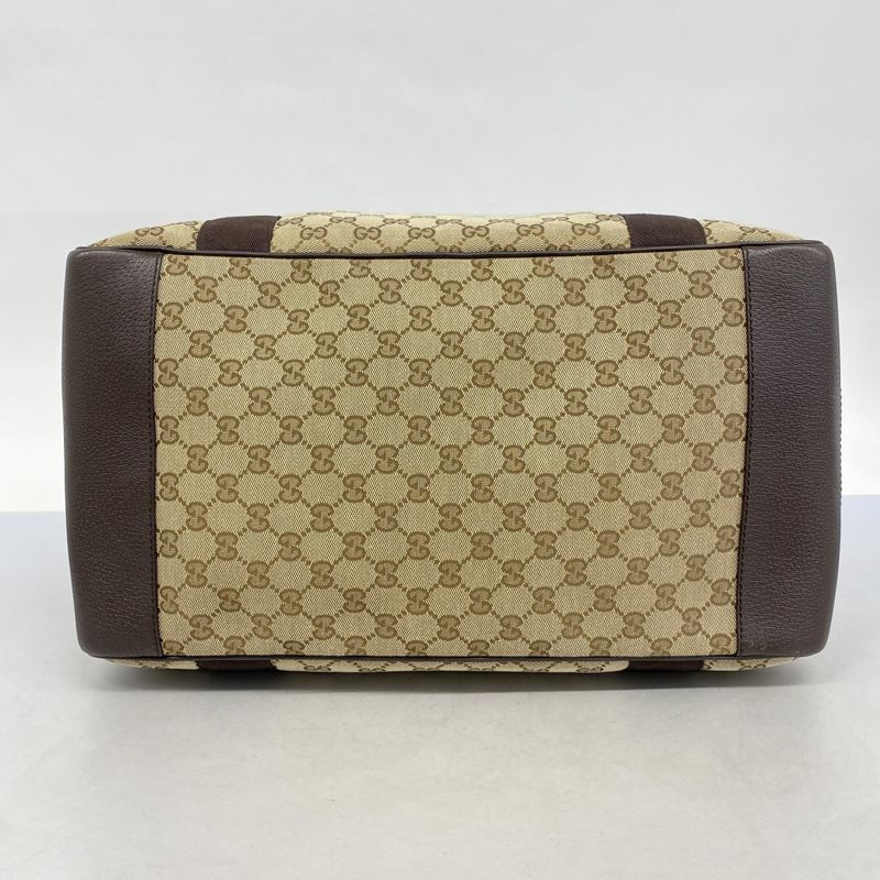 Gucci Boston Bag GG Canvas 268163 Canvas Brown Beige Silver Hardware 2way Bag