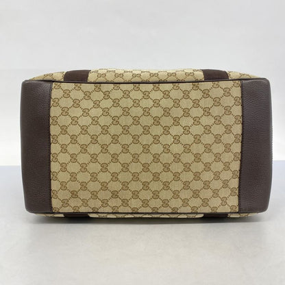 Gucci Boston Bag GG Canvas 268163 Canvas Brown Beige Silver Hardware 2way Bag