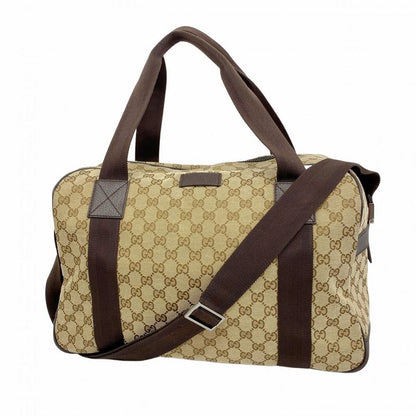 Gucci Boston Bag GG Canvas 268163 Canvas Brown Beige Silver Hardware 2way Bag