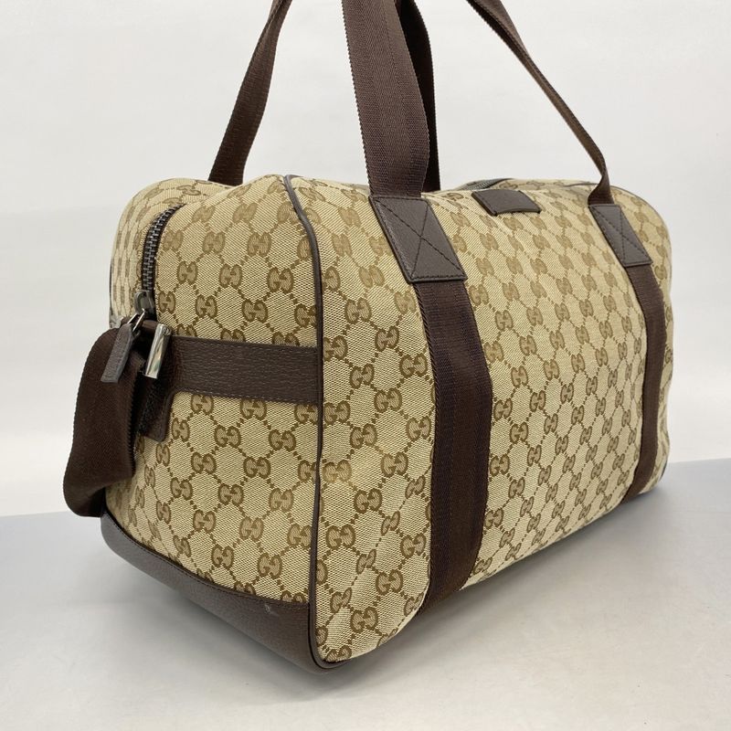 Gucci Boston Bag GG Canvas 268163 Canvas Brown Beige Silver Hardware 2way Bag