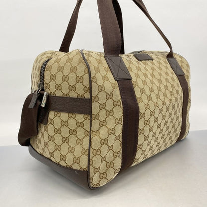 Gucci Boston Bag GG Canvas 268163 Canvas Brown Beige Silver Hardware 2way Bag