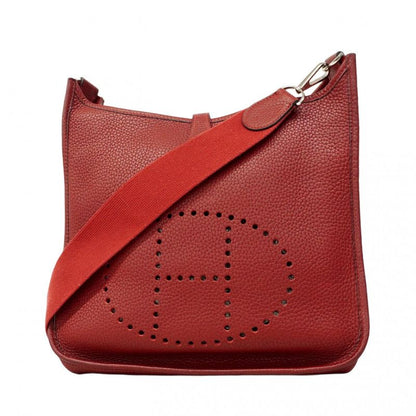 Hermes Shoulder Bag Evelyn 1PM Taurillon Clemence Rouge Vif Silver Hardware □H