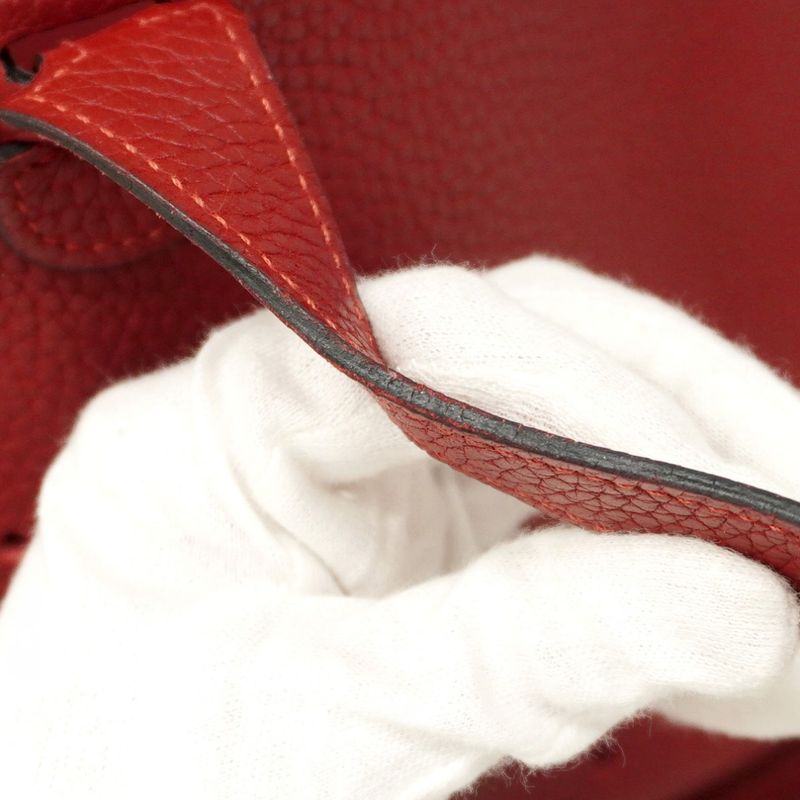 Hermes Shoulder Bag Evelyn 1PM Taurillon Clemence Rouge Vif Silver Hardware □H