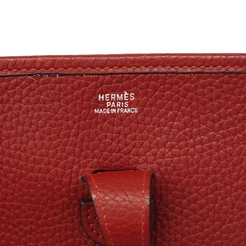 Hermes Shoulder Bag Evelyn 1PM Taurillon Clemence Rouge Vif Silver Hardware □H