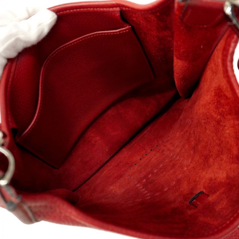 Hermes Shoulder Bag Evelyn 1PM Taurillon Clemence Rouge Vif Silver Hardware □H