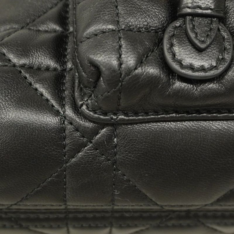 Christian Dior Backpack Daypack Caro Leather Black Gold Hardware Women