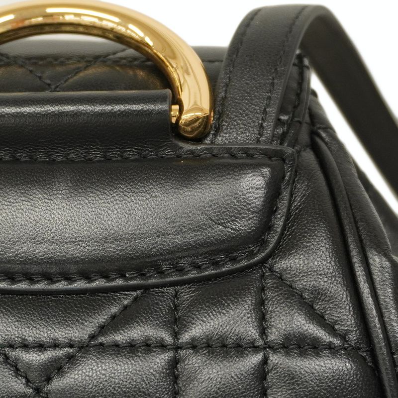 Christian Dior Backpack Daypack Caro Leather Black Gold Hardware Women