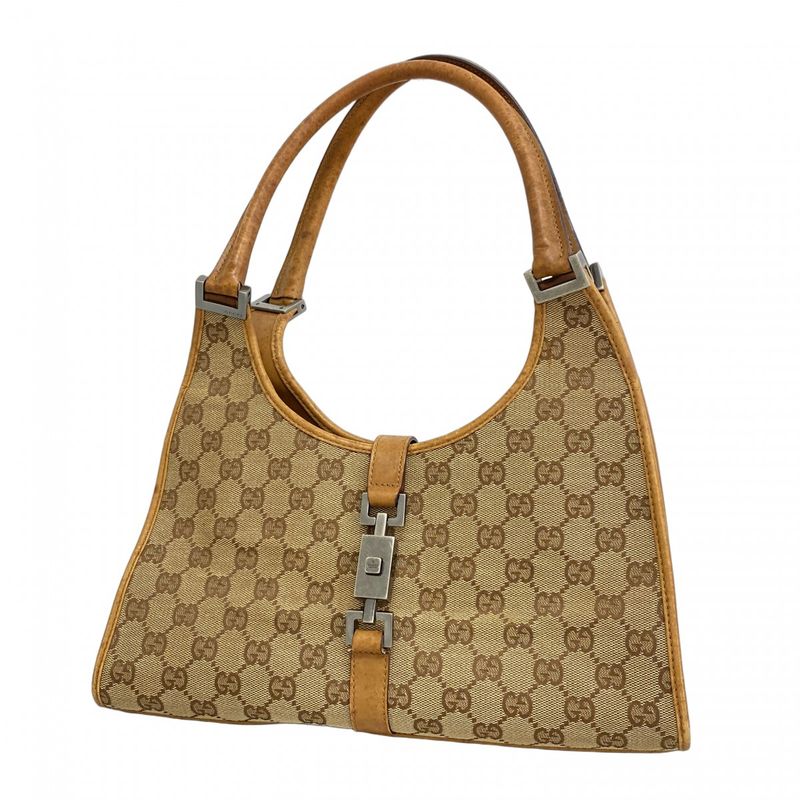 Gucci Handbag GG Canvas Jackie 01719 Canvas Brown Silver Hardware Women