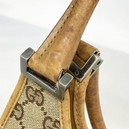 Gucci Handbag GG Canvas Jackie 01719 Canvas Brown Silver Hardware Women