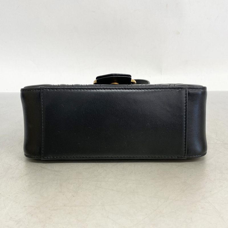 Gucci Handbag GG Marmont 547260 Leather Black Gold Hardware 2way Bag Ladies