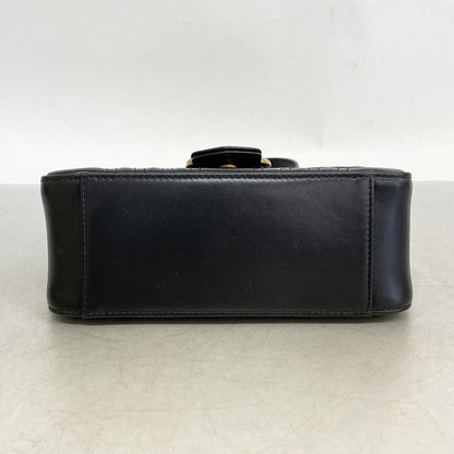 Gucci Handbag GG Marmont 547260 Leather Black Gold Hardware 2way Bag Ladies