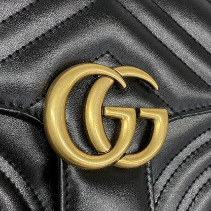 Gucci Handbag GG Marmont 547260 Leather Black Gold Hardware 2way Bag Ladies
