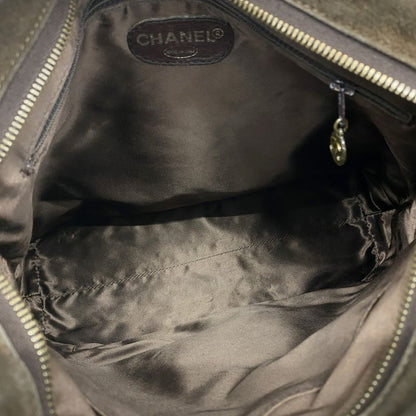 Chanel Shoulder Bag Suede Brown Gold Hardware Women