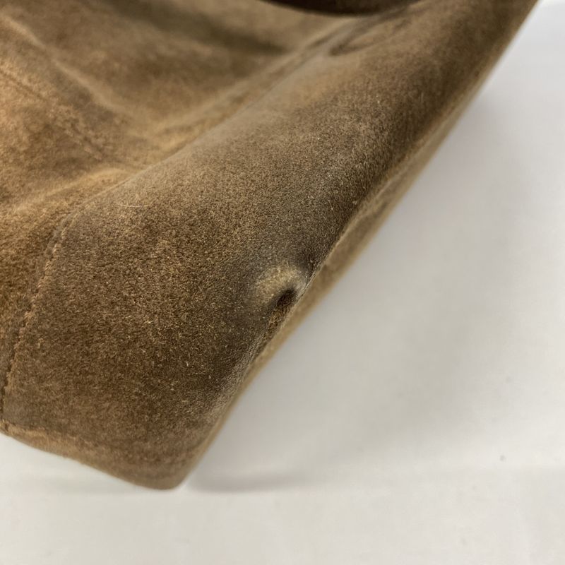 Chanel Shoulder Bag Suede Brown Gold Hardware Women