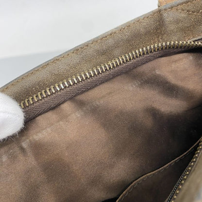 Chanel Shoulder Bag Suede Brown Gold Hardware Women