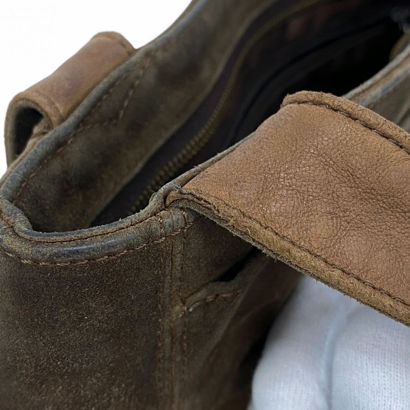 Chanel Shoulder Bag Suede Brown Gold Hardware Women