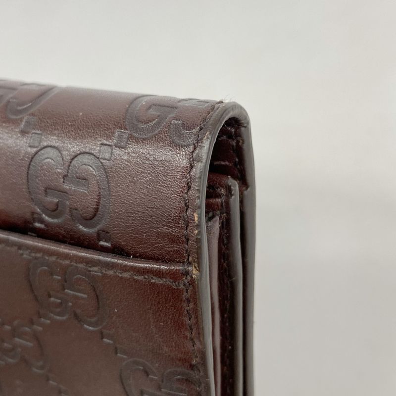 Guccissima 146229 Leather Brown Silver Hardware Women's Long Wallet