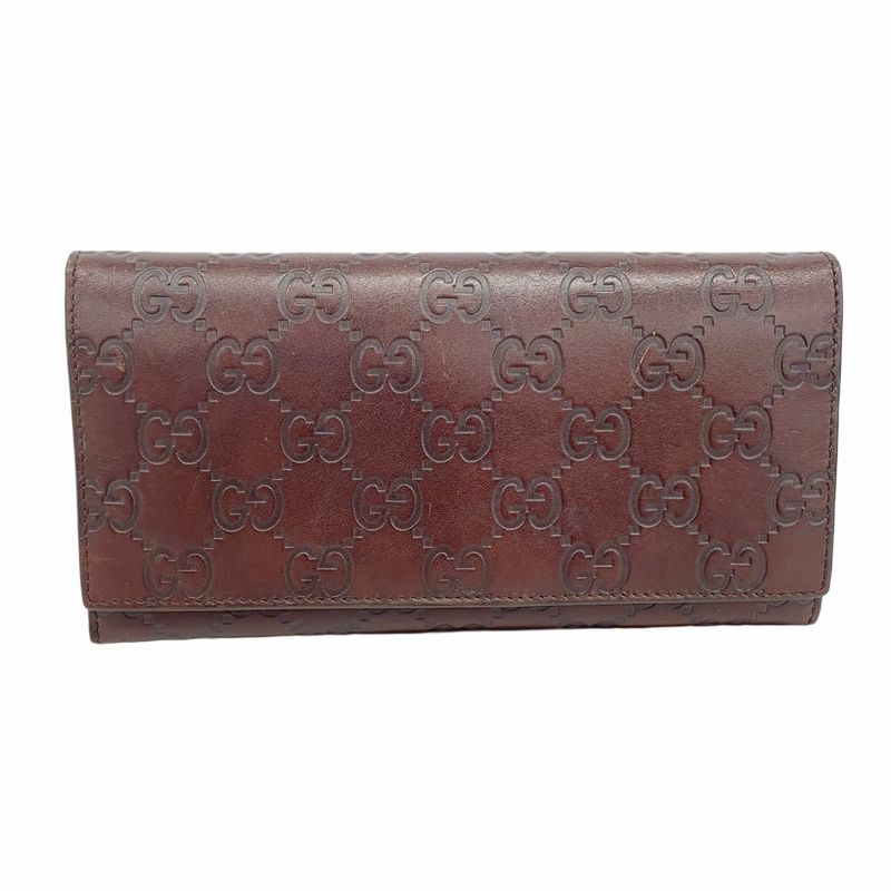 Guccissima 146229 Leather Brown Silver Hardware Women's Long Wallet