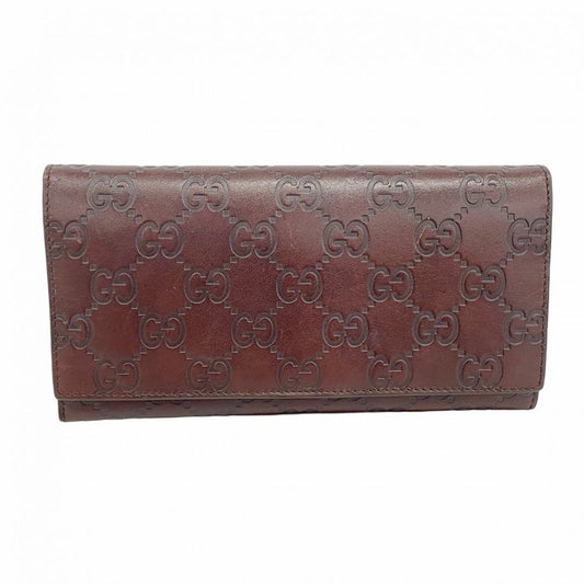 Guccissima 146229 Leather Brown Silver Hardware Women's Long Wallet