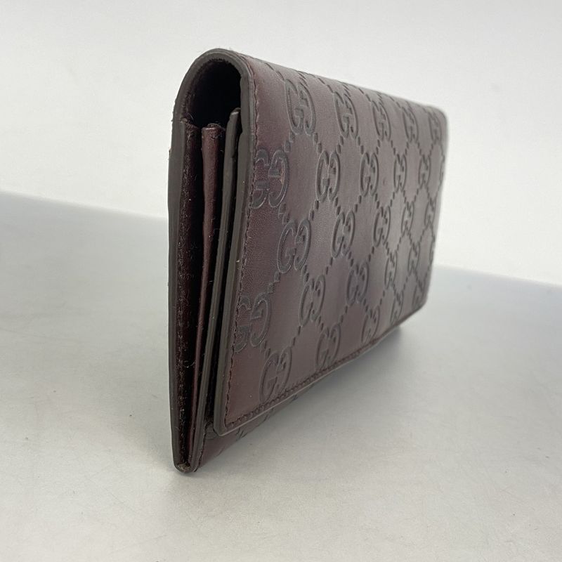 Guccissima 146229 Leather Brown Silver Hardware Women's Long Wallet