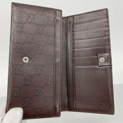 Guccissima 146229 Leather Brown Silver Hardware Women's Long Wallet