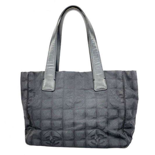 Chanel Tote New Travel Nylon Black Chien Pan Gold Hardware Women's