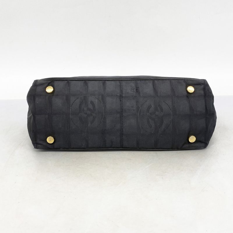 Chanel Tote New Travel Nylon Black Chien Pan Gold Hardware Women's