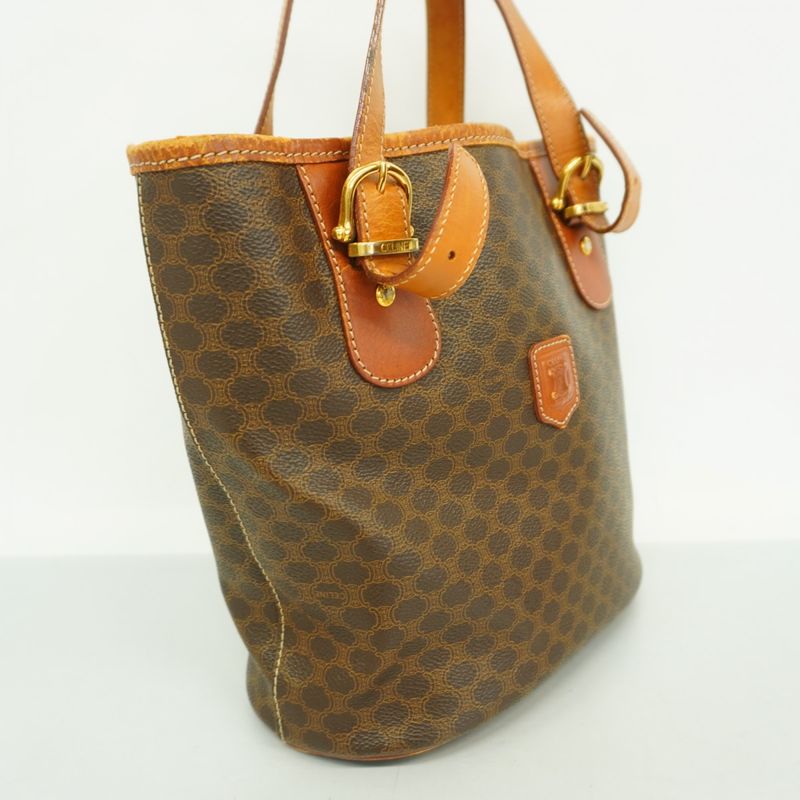 Celine Tote Bag Macadam PVC Brown Gold Hardware Women's