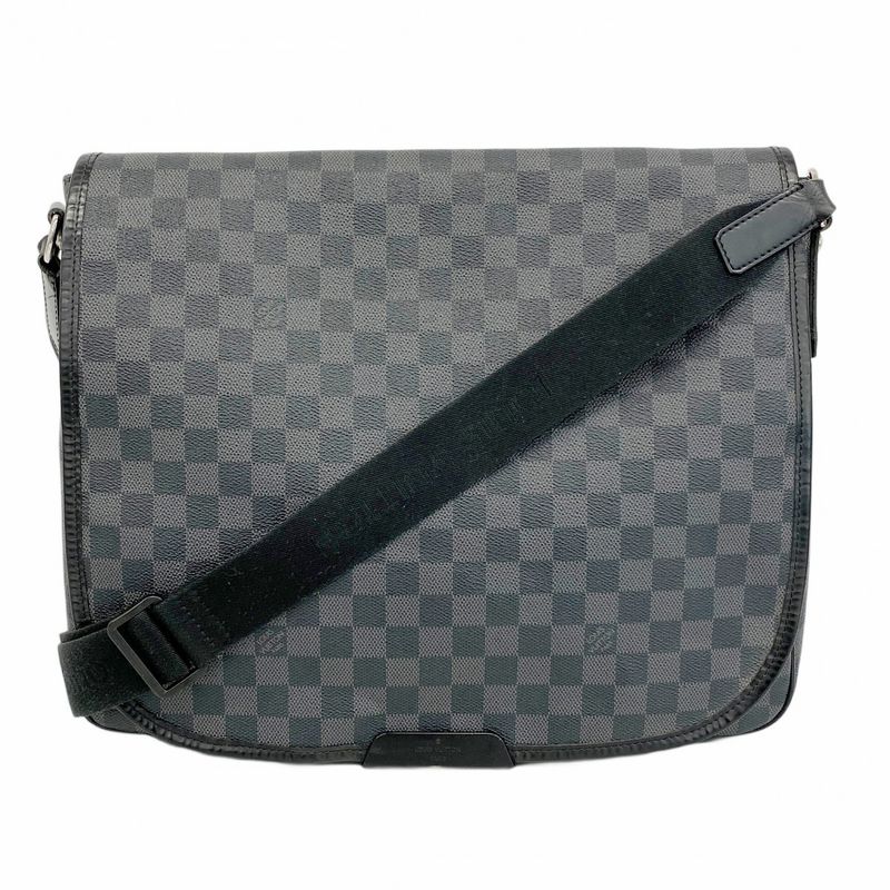 Louis Vuitton Shoulder Bag Damier Graphite Renzo N51213 Black Gray Men's