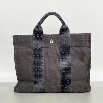Hermes Tote Bag Yale Line PM Canvas Gray Silver Hardware Women