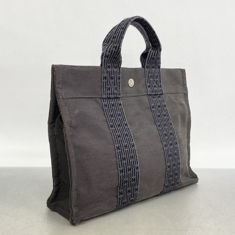 Hermes Tote Bag Yale Line PM Canvas Gray Silver Hardware Women