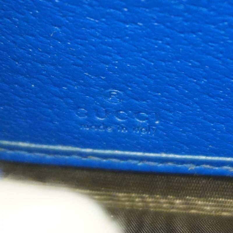 Gucci Long Wallet GG Supreme 701423 PVC Beige Brown Blue Gold Hardware Men