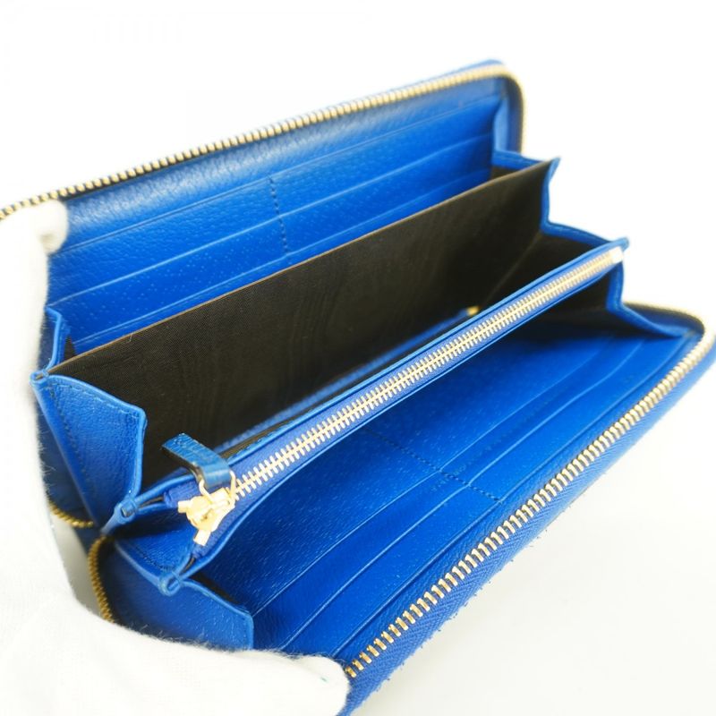 Gucci Long Wallet GG Supreme 701423 PVC Beige Brown Blue Gold Hardware Men