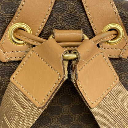 Celine Backpack Daypack Macadam PVC Brown Gold Hardware Women