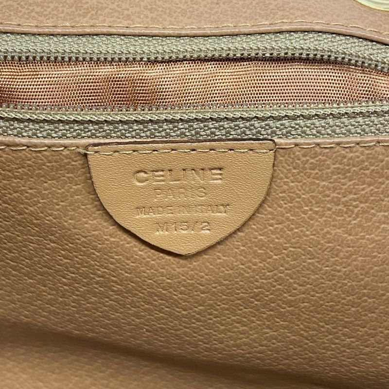 Celine Backpack Daypack Macadam PVC Brown Gold Hardware Women