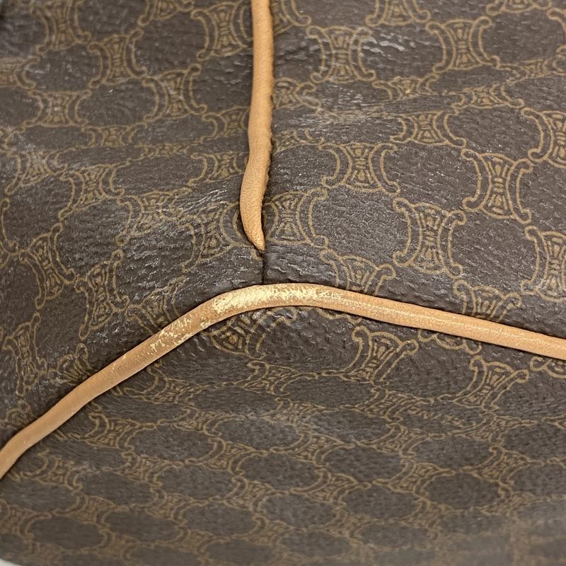 Celine Backpack Daypack Macadam PVC Brown Gold Hardware Women