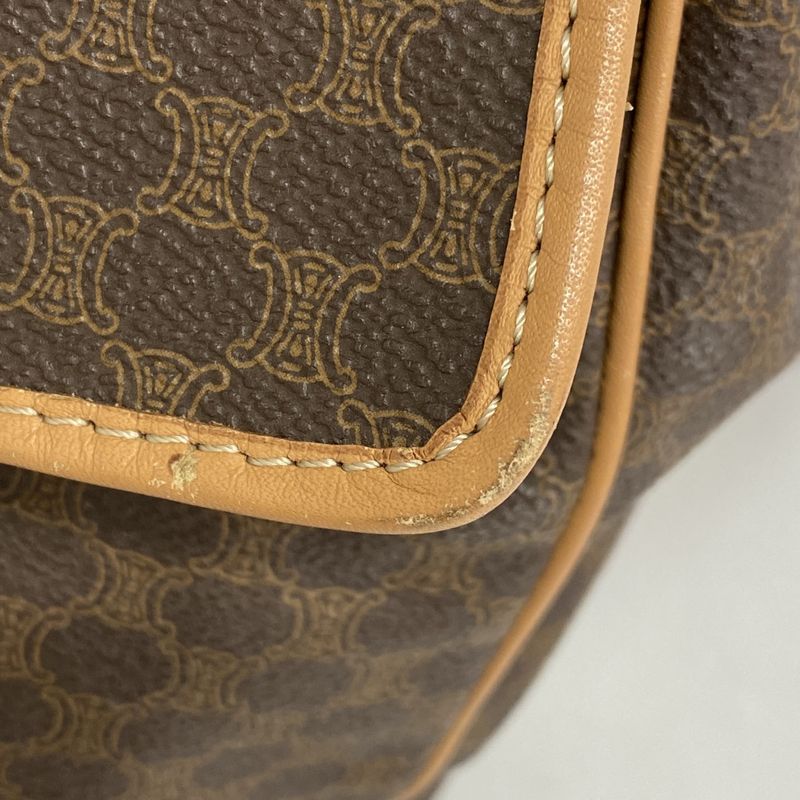 Celine Backpack Daypack Macadam PVC Brown Gold Hardware Women