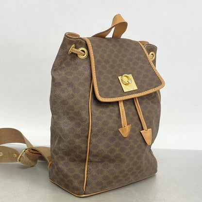Celine Backpack Daypack Macadam PVC Brown Gold Hardware Women