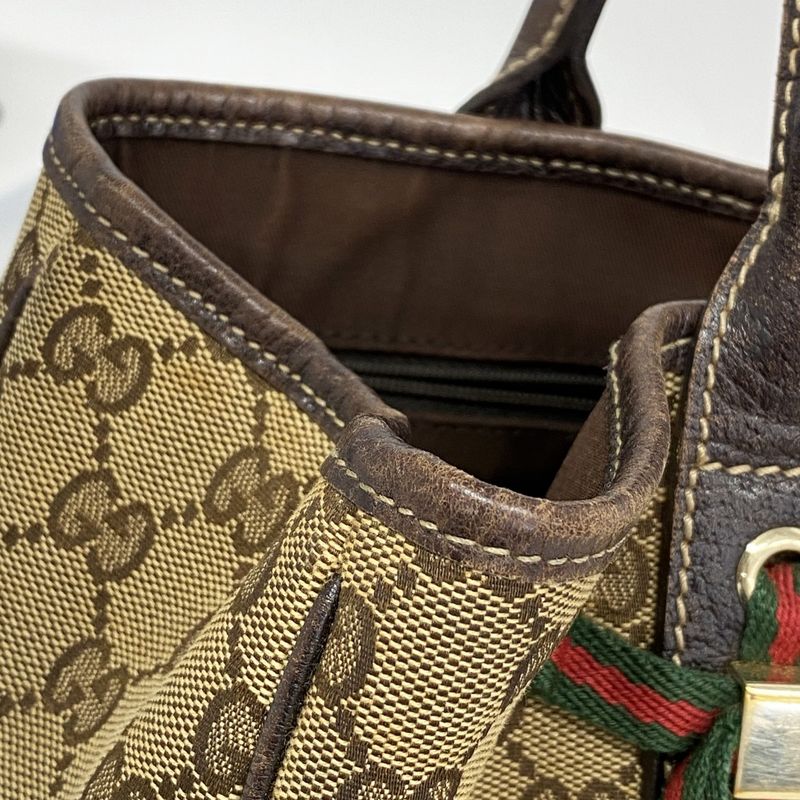 Gucci Tote Bag GG Canvas Princy 163805 Canvas Brown Chien Pan Gold Hardware