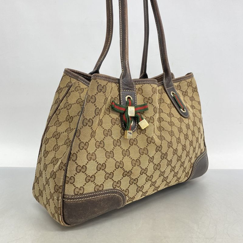 Gucci Tote Bag GG Canvas Princy 163805 Canvas Brown Chien Pan Gold Hardware
