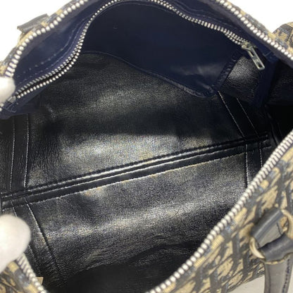 Christian Dior Handbag Trotter Canvas Navy Silver Hardware Women