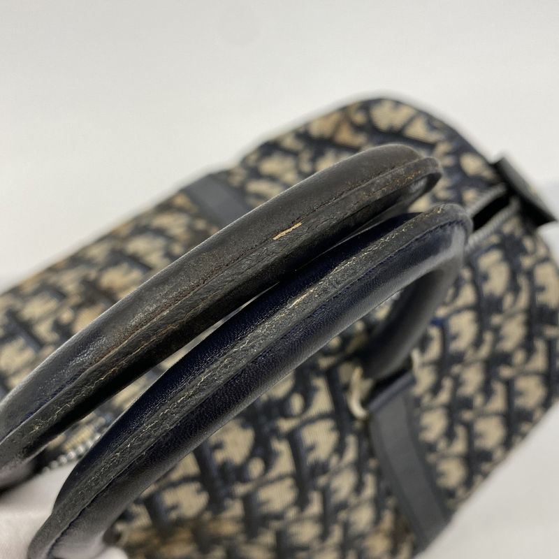 Christian Dior Handbag Trotter Canvas Navy Silver Hardware Women