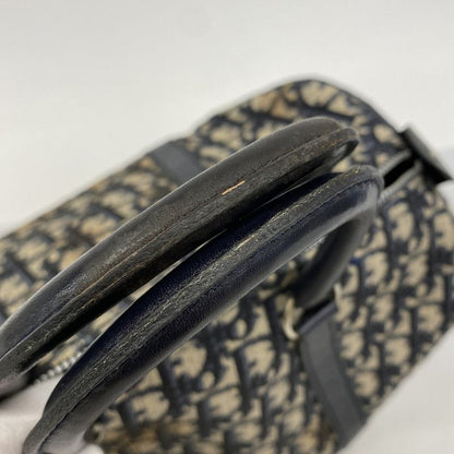 Christian Dior Handbag Trotter Canvas Navy Silver Hardware Women