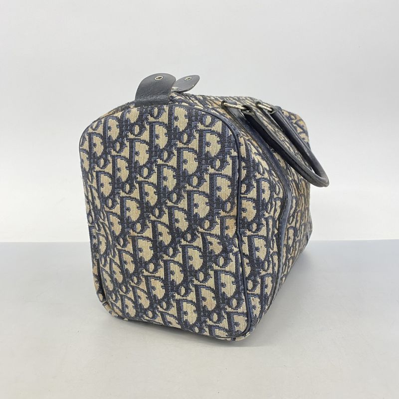 Christian Dior Handbag Trotter Canvas Navy Silver Hardware Women
