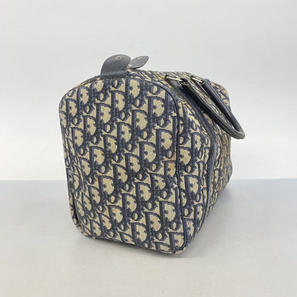 Christian Dior Handbag Trotter Canvas Navy Silver Hardware Women