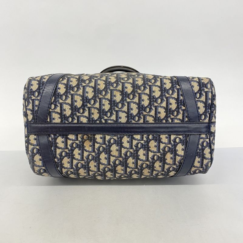 Christian Dior Handbag Trotter Canvas Navy Silver Hardware Women