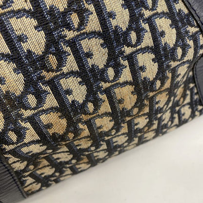 Christian Dior Handbag Trotter Canvas Navy Silver Hardware Women