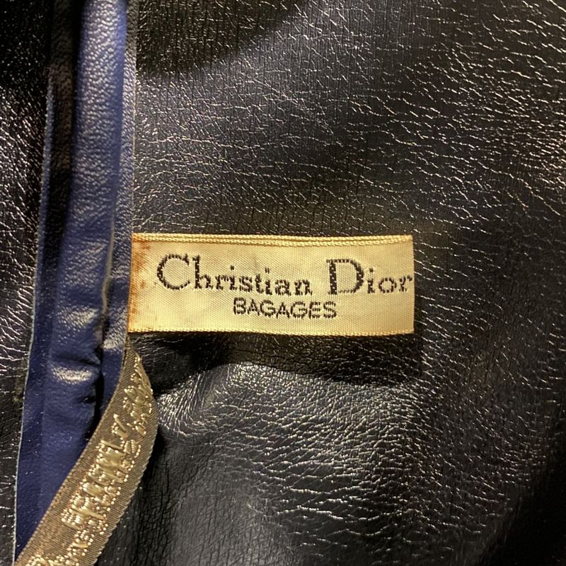 Christian Dior Handbag Trotter Canvas Navy Silver Hardware Women