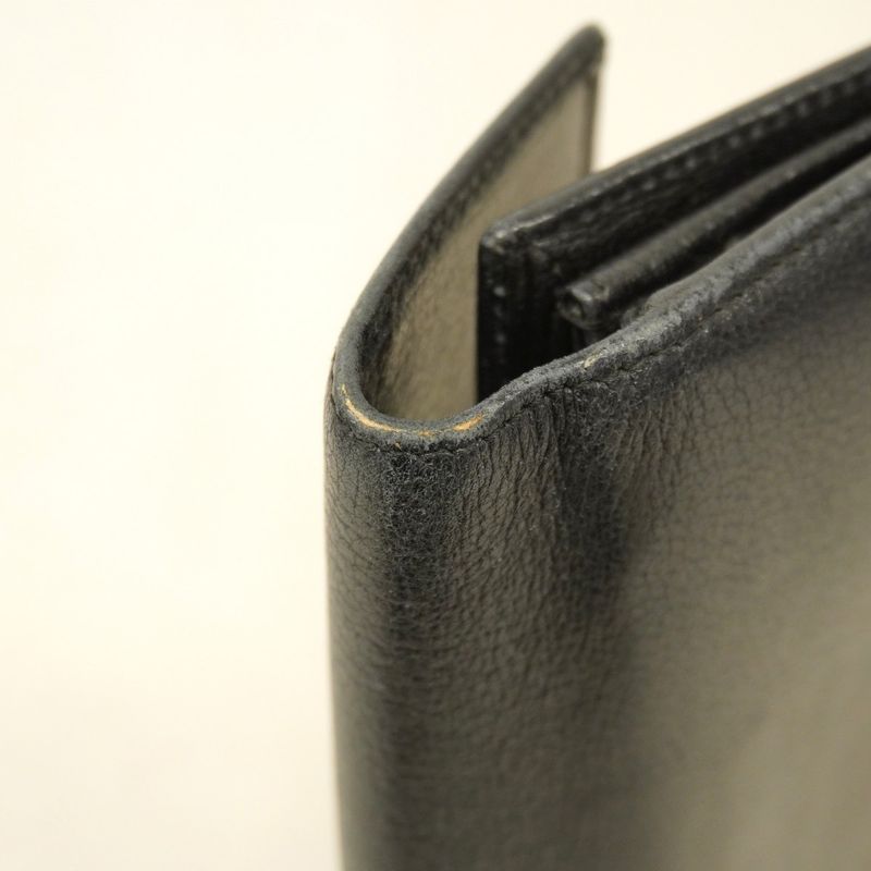 Chanel Long Wallet Camellia Leather Black Silver Hardware Women